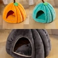 thumbnail image 5 of Pumpkin Cat Bed, Cat Beds with CatsRemovable Cushion for Indoor, Warm Cave Nest Sleeping Bed Puppy House for Cats Small Dogs (Orange, M), 5 of 6