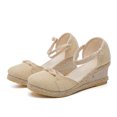 thumbnail image 3 of Vedolay Keen Sandals for Women Sandals for Women Summer Open Toe Solid Color Cute Retro Wedge Platform Sandals,Beige 9, 3 of 5