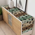 thumbnail image 4 of Teal Brown Table Runner - 36 Inch Long, Kitchen Dining Table Runner Dresser Scarves, Pet Paw Printed Farmhouse Dog Claws Wood Grain Farmhouse Decor for Coffee Tables Wedding Party Banquet, 4 of 8