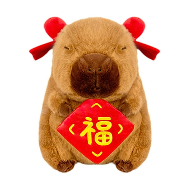 Muñeco de peluche de capibara, mascota de Año Nuevo, decoración suave y bonita para el hogar, para la cama. fu