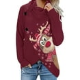 thumbnail image 3 of Pull de Noël pour Femmes Col Rond Cardigan d'Hiver Manches Longues Blouse Imprimée Graphique Mode Chandail en Molleton Mi-Longue Veste à Capuche Douce, 3 of 4