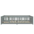 thumbnail image 6 of Montessori Bed with Rails, Full Size Floor Bed with Door & Slats Support, Wood Playhouse Bed with Fence, No Box Spring Needed,Gray, 6 of 8