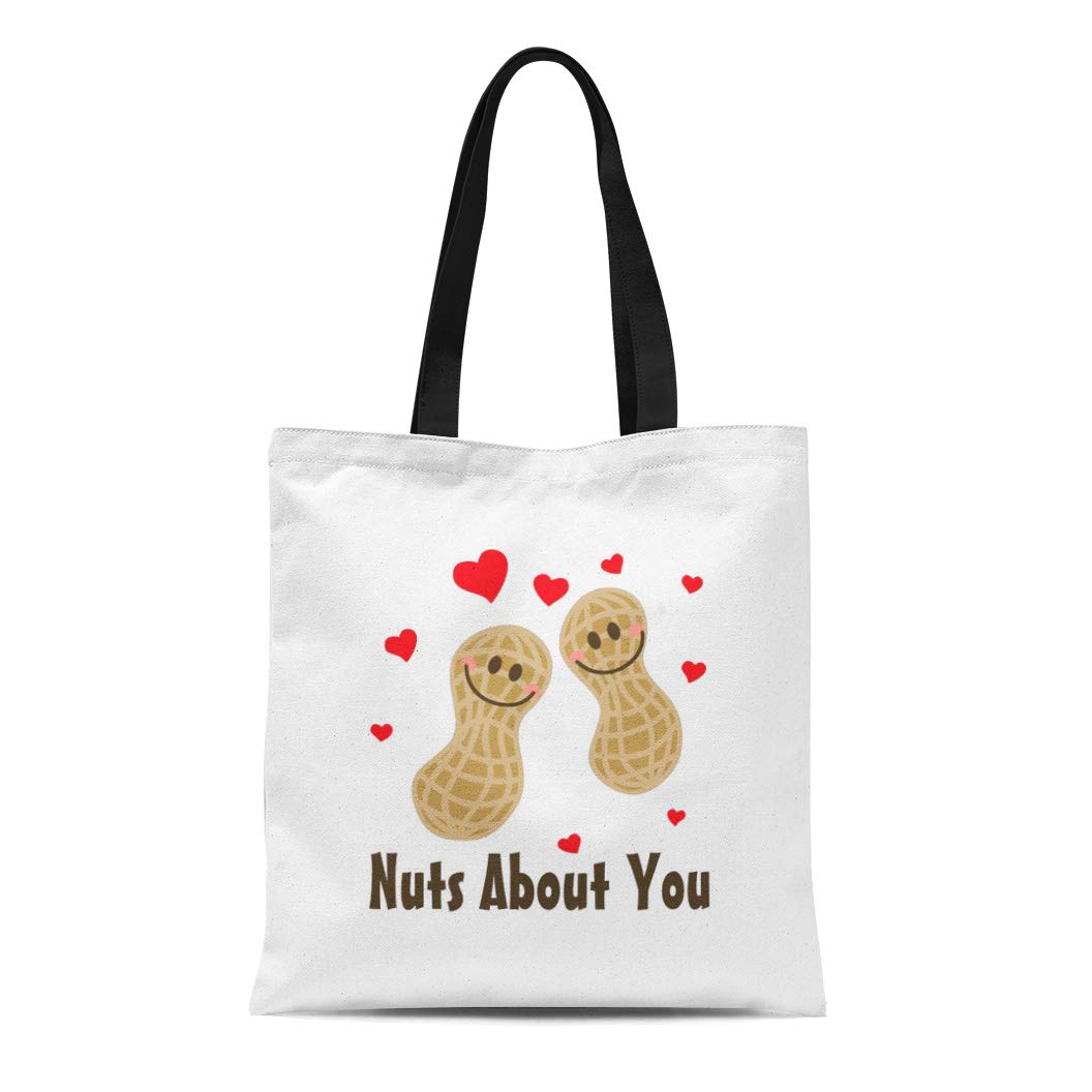 KDAGR Canvas Tote Bag Red Nuts About You Cute Food Pun Humor Cartoon
