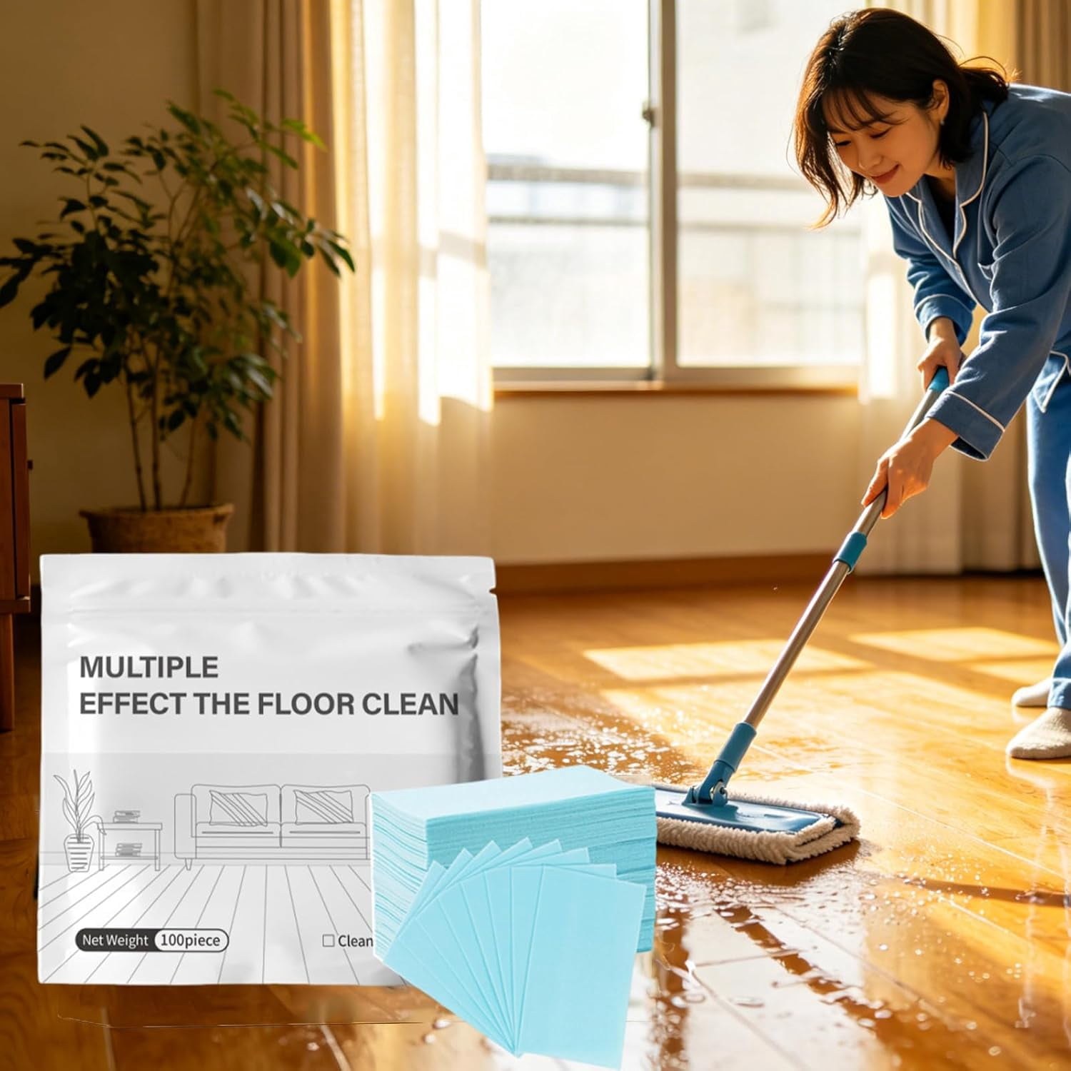 Multiple Effect The Floor Clean, 100 Piece Floor Cleaning Tablets Multi-Surface Cleaner, Multi-Effect Floors Cleaning Tablets, For Hardwood Laminate,Tile Walls Bathrooms & Kitchen ,Offices (300)