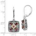 thumbnail image 4 of Shey Couture Sterling Silver with 14K Accent Antiqued Diamond and Marquise Garnet Leverback Earrings QTC657, 4 of 4