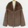 thumbnail image 7 of Miluxas Mens Luxury Faux Fur Jacket Fluffy Furry Coats Lapel Collar Long Sleeve Outerwear Winter Warm Cardigans Brown, 7 of 7