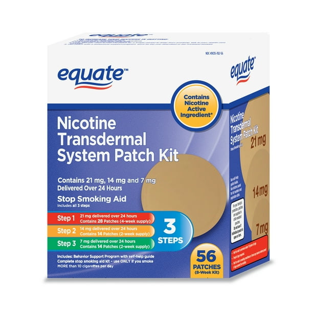 Equate Nicotine Transdermal System Patch Kit, 56 count - Walmart.com