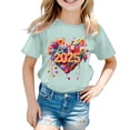 thumbnail image 4 of MEZZALL T-Shirt Enfant Manches Courtes Col Rond Confortable Décontracté Hauts 2025 Nouvel An Imprimé T-Shirts Coupe Décontractée Quotidien pour Tout-Petit, Vert Menthe, 4-5 Ans, 4 of 4