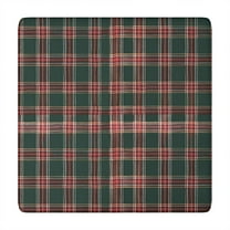 Green and Red Christmas Plaid Pattern Square Fitted Tablecloth with Elastic Edge,Square Table Cover,Washable Elastic Table Cover for Home Kitchen Party Decor 34"x34"