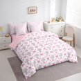 thumbnail image 3 of Manfei Pink Bowknot Flower Bedding Comforter Set 7pcs, Fashion Rose Floral Queen Bedding Sets, Teens Kids Girls Women Reversible Queen Sheet Sets, Ultra Soft Bedroom Decor, 3 of 7