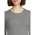 thumbnail image 4 of No Boundaries Women's Juniors Ribbed Crewneck Tee with Long Sleeves, Sizes XS-XXXL, 4 of 5