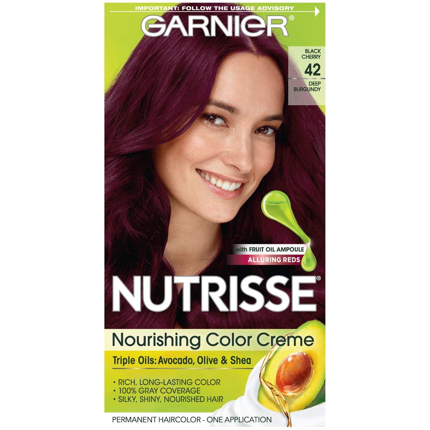 Garnier Nutrisse Nourishing Hair Color Creme, 42 Deep Burgundy (Black  Cherry) 