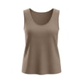 thumbnail image 7 of ClodeEU Women's Waffle Knit Crewneck Sleeveless Tank Top ,Solid Color Casual Cami Khaki,Women's Plus XL, 7 of 7