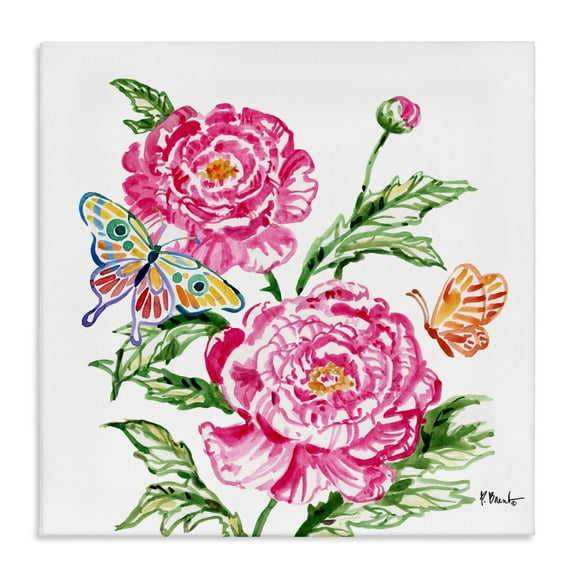 Stupell Industries Brushstroke Peonies & Butterflies Canvas Wall Art, design by Paul Brent, 36 x 36