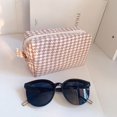 thumbnail image 1 of Portable Korean Travel Sundries Large Capacity Candy Color Plaid Makeup Bag Cosmetic Organizer Wash Bag Storage Pouch BROWN, 1 of 8