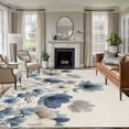 thumbnail image 2 of Blue Flowers Large Area Rugs 8x10 ft Country Watercolor Blue Grey Floral Linen Texture Washable Rug Non Slip Indoor Carpet Absorbent Floor Mat for Living Room Bedroom Dining Room, 2 of 9