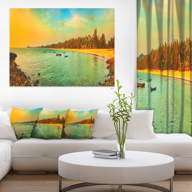 Blue Tinged Indian Ocean Panorama - Large Seascape Art Canvas Print
