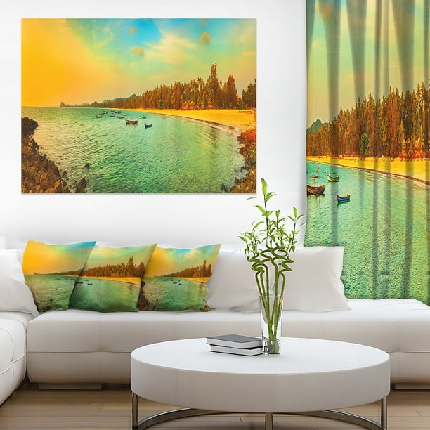 Bleu Teinté Océan Indien Panorama - Grand Paysage Marin Art Toile Impression