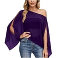thumbnail image 3 of cocolona One the Shoulder Summer Tops for Women Crew Neck Flowing Batwing Sleeve Shirts Trendy Casual Sun Protection Blouses, 3 of 6
