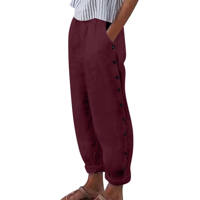 Women's High - Waisted Wide - Leg Pants with Pockets - Fashion Drawstring Elastic Trousers