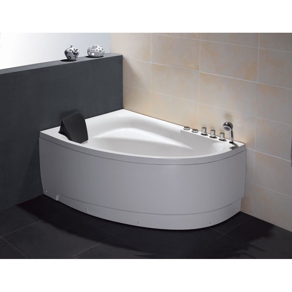 EAGO AM161R 5' Single Person Corner White Whirlpool Bath Tub Drain