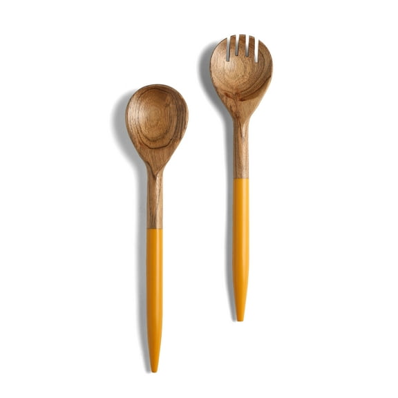 Yo Treasure Tiramisu Resin & Wood Orange Salad Server Set