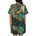 thumbnail image 3 of Picia Emerald Color Gold Marble Pajamas Sets for Women Soft Short-Sleeved Pjs with Lounge Shorts Two Piece Sleepwear-3X-Large, 3 of 9