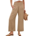 thumbnail image 1 of Pantalones Palazzo ANRABESS para mujer, cintura alta, pierna ancha, color caqui, 1 of 6