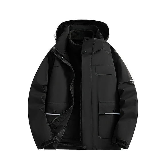 Pisexur Plus Size Jackets for Men Men's Stitching Drawstring Hooded Slim Fashion Jacket Coat Outwear Fall Jackets Windbreaker Jackets