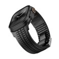 thumbnail image 6 of Silicone Watch Band Compatible with Apple Watch 42(Series 1/2/3)/44/45/46/49mm, Stainless Steel Black Color Metal Folding Clasp, for iWatch Series 10 9 8 7 6 5 4 3 2 1 SE Ultra, Black, 6 of 12