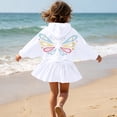 thumbnail image 3 of OGLCCG Girls' Butterfly Swim Cover Up Hooded Terry Zip-Up Bathing Towel Suit Wrap with Pockets Beach Pool Clothes Size 4-15, 3 of 8