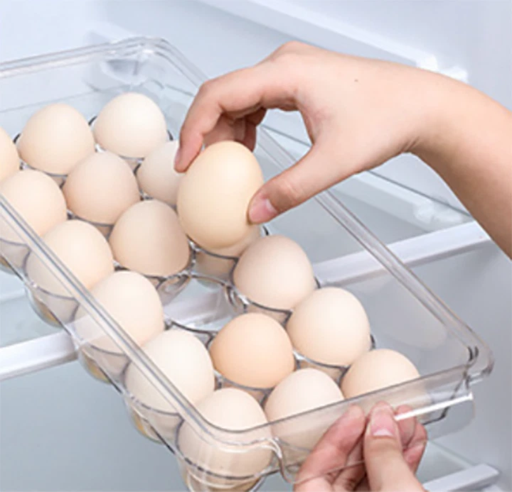 CIRCLE- 18 Eggs Trays Holder Storage For Refrigerator With Lid Container Organizer Bins
