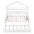 thumbnail image 6 of Euroco Wood Full Size House Bed with Trundle, Platform Bed with Bookshelf, White, 6 of 12