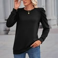 thumbnail image 6 of RQYYD Long Sleeve Shirt for Women Fall Tops Casual Crew Neck Puff Sleeve T Shirts Comfy Loose Fit Lightweight Sweatshirt(Black,XL), 6 of 8