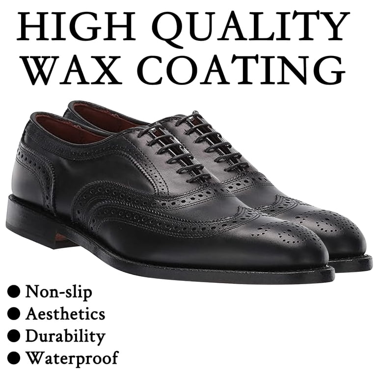 2 Pairs Shoelaces for Allen Edmonds Waxed Round Shoe Laces Replacement  Dress Oxford Shoes(Color:Black,Size:26Inch)