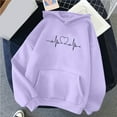 thumbnail image 2 of Womens Loose Heart Printed Hoodie Sweatshirt with Pocket Long Sleeve Hooded Pullover Cotton Fleece Tops S-XXXL (Small, Purple 02), 2 of 6
