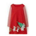 thumbnail image 4 of LUOGENLI Little Girls Dresses Size 5-6 Toddler Girl Long Sleeve Dress Rainbow Christmas Cotton Casual Playwear Basic Shirt Party Dresses Girls Dresses 5T Formal Girls Dresses Red 3-4Years, 4 of 4