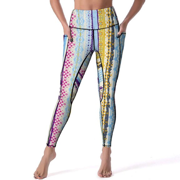 Vintage Tribal Yoga Pants Lady Ethnic Print Leggings High Waist Vintage Yoga Legging Stretch Printed Fitness Running Sport Pants