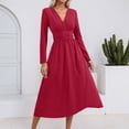 thumbnail image 2 of Afdoent Women's Dresses Long Sleeve Dress Style Summer Autumn Elegant Beach Dresses Long V Casual Dress Boho Beach Dress, 2 of 6