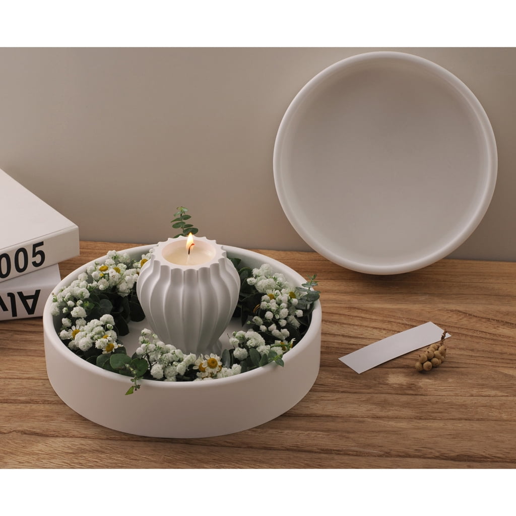 Geemin Silicone Molds Candle Tray Mould Round Storage Bowl Castings Molds Plaster Molds Flower Pots Molds Craft Supplies
