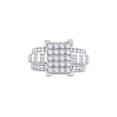 thumbnail image 2 of 10kt White Gold Round Diamond Cluster Bridal Wedding Engagement Ring 1-1/2 Cttw, 2 of 4