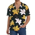 thumbnail image 3 of Fotbe Lilies Flowers print Short Sleeve Button Down Shirts for Men Casual Summer Beach Wrinkle Free Shirt-XX-Large, 3 of 7