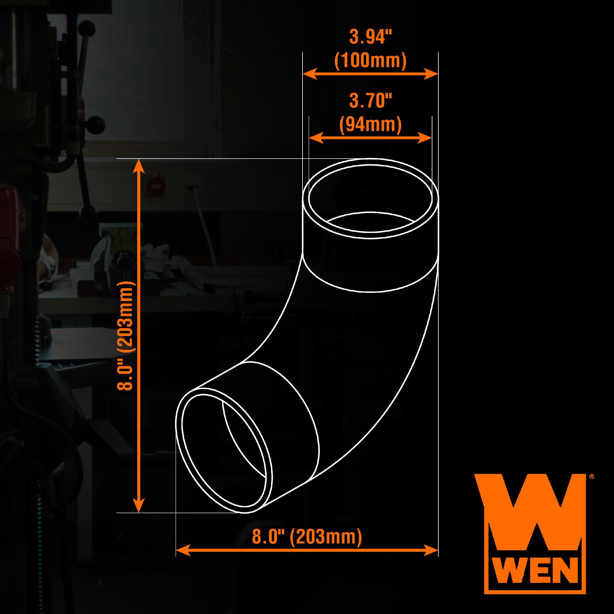WEN 4-Inch Elbow Connection Adapter for Dust Collection Systems