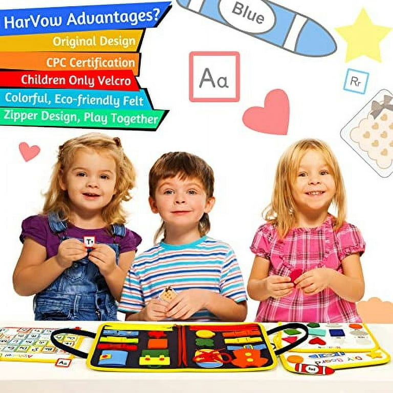 HarVow Felt Montessori Busy Books for Toddlers, Busy Boards Multiple  Themes, Busy Book Portable Autism Toys can Zipper Removable, Easy Reusable  for