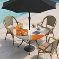 thumbnail image 2 of Burnt Orange Beige Round Outdoor Tablecloth with Umbrella Hole Zipper, Abstract Modern Oil Painting Geometric Elastic Fitted Table Cover, Waterproof Table Cloth for Patio Picnic Party Fits 36"-44", 2 of 9