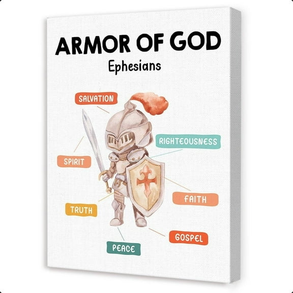 Christian Wall Art for Kids,Christian Nursery Wall Art,Sunday School Decorations for Classroom,Armor of God Ephesians Canvas Wall Decor poster