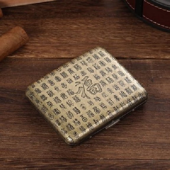 20 Pack Retro Copper Cigarette Case Flip Open Portable Metal Cigarette Holder for Men Durable Pocket Storage Box