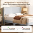 thumbnail image 3 of Bestier Queen Bed Frame, Wingback Headboard Corduroy Upholstered Platform Bed, No Box Spring Needed, Noise-Free, Easy Assembly, Light Grey, 3 of 8