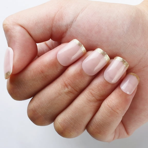 lanema 24x French Tip Press On Nail Reusable Acrylic Nail Short Square False Nail