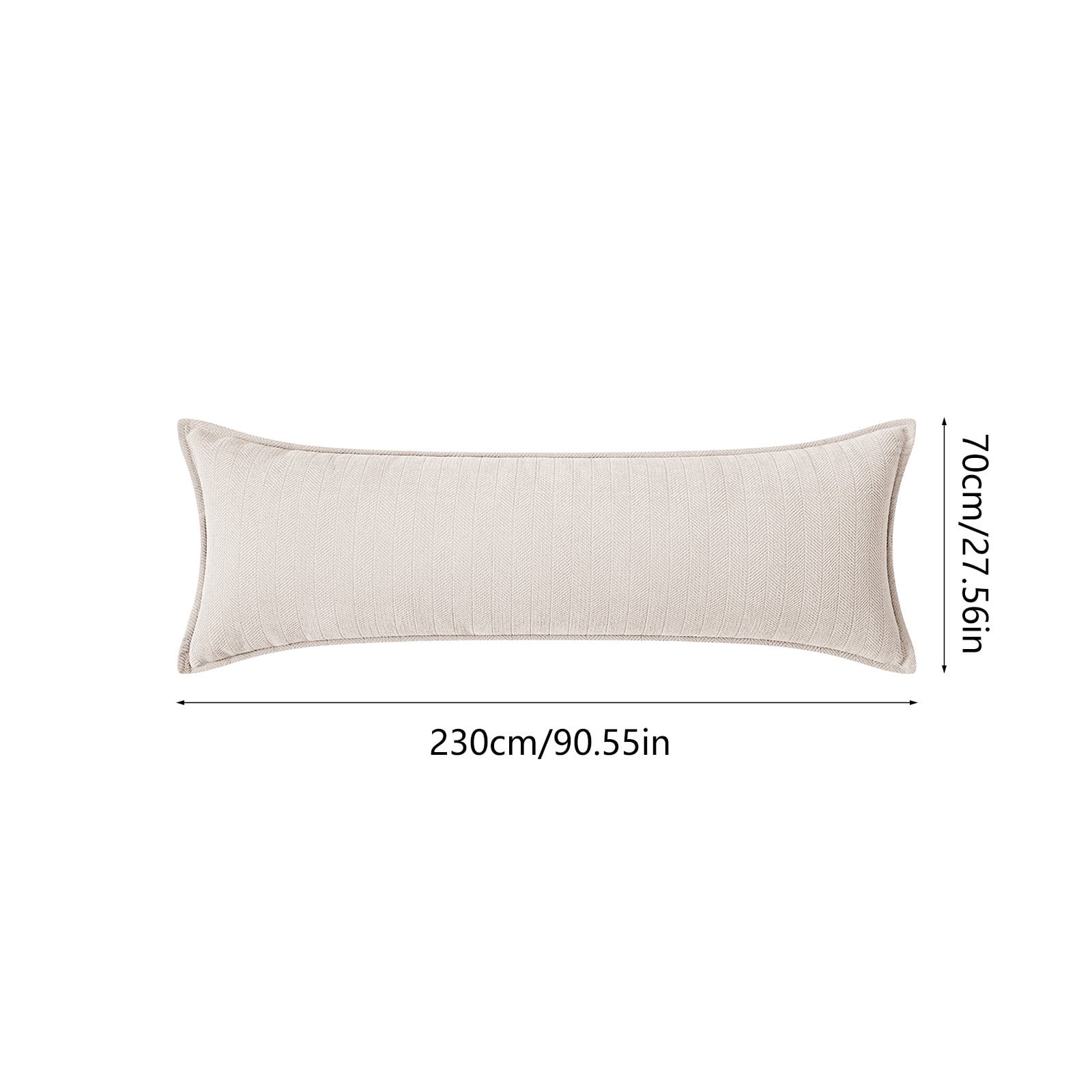 Long Lumbar Body Pillow, 11.8x27.6in Cotton Blend Backrest Cushion with Removable Cover & Insert, Sofa Bolster Pillow for Living Room Bedroom Bed Beige